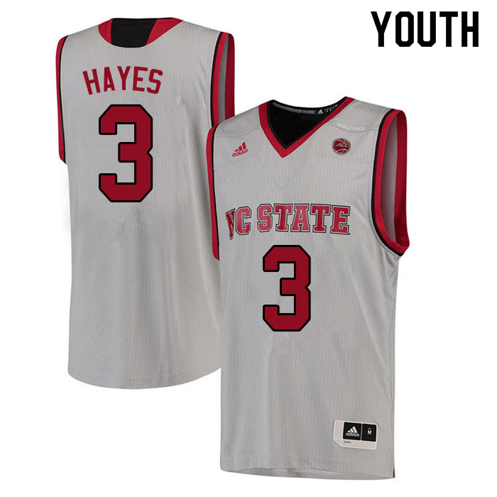 Youth #3 Cam Hayes NC State Wolfpack College Basketball Jerseys Sale-White - Click Image to Close
